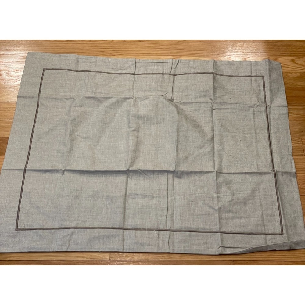 Crate‎ & Barrel King Pillow Sham Check Hatch Cotton Taupe Border 30 x 24 New